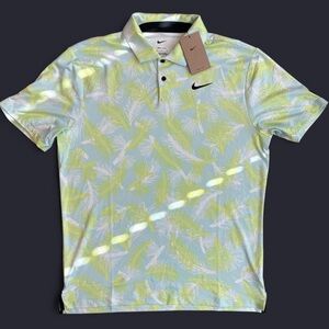 Nike Dri-Fit Tour Mens Size Medium Pine Print Lemon Twist‎ Polo Shirt
